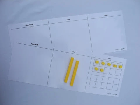 Place Value Mat with Hundreds, Tens and Ones